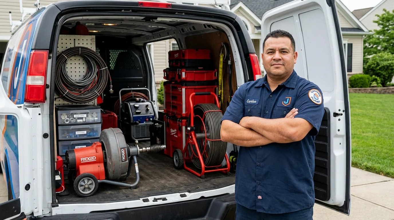 Professional drain cleaning equipment and Johns Plumbing LLC plumber in Rome