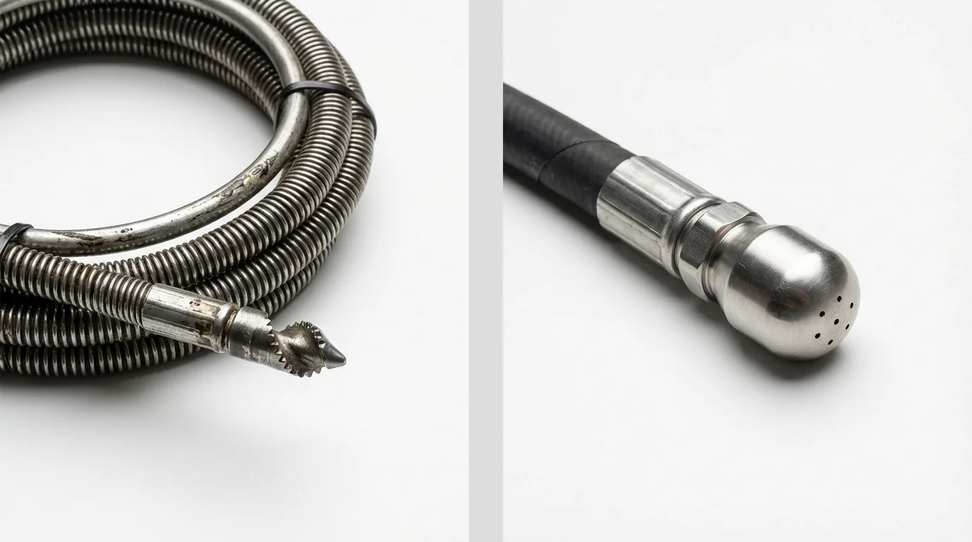 Drain snake cable and hydro jetting nozzle used for drain cleaning in Rome, NY
