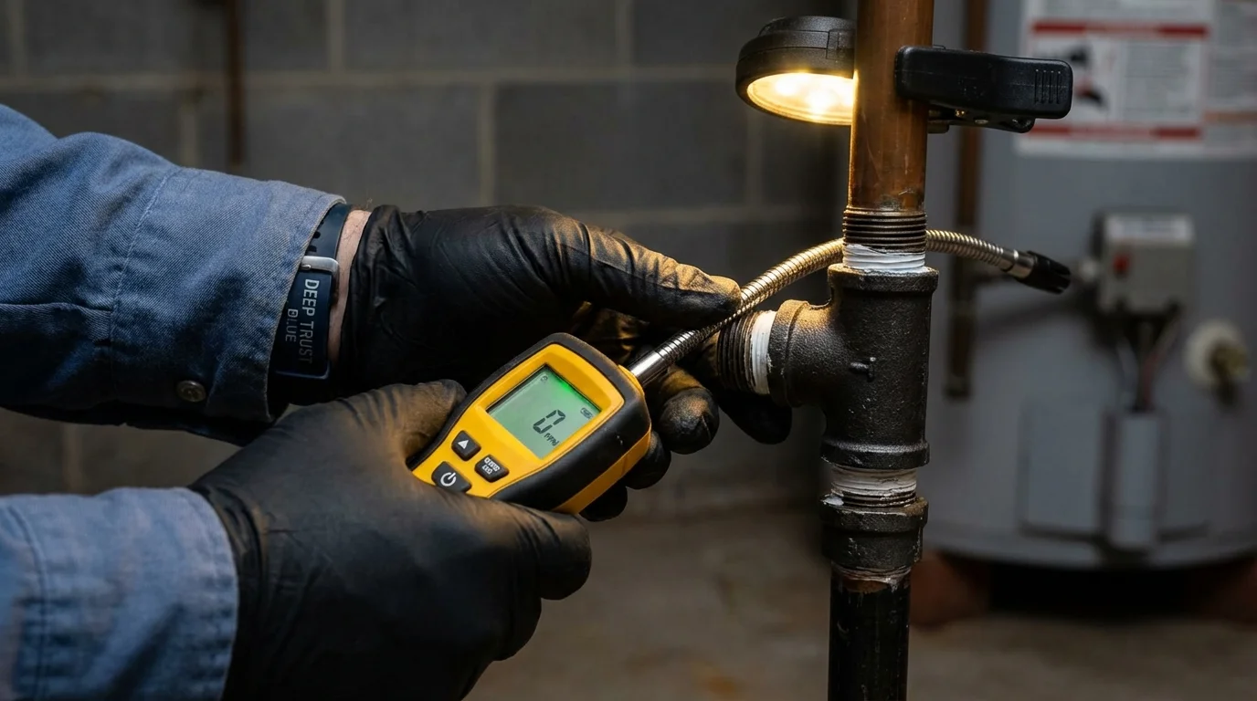 Gas leak detection with electronic sniffer by Johns Plumbing LLC in Rome